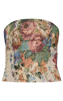 Multi Woven Jacquard Bandeau Long Top