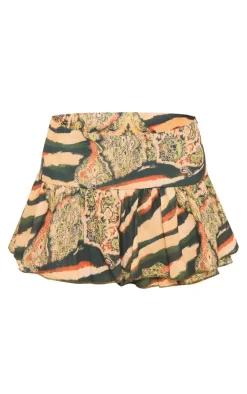 Multi Zebra Print Chiffon Ruffle Mini Skirt