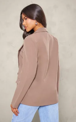 Mushroom Double Breasted Oversized Boxy Fit Blazer