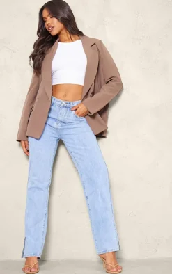 Mushroom Double Breasted Oversized Boxy Fit Blazer