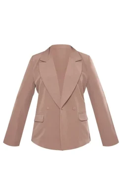 Mushroom Double Breasted Oversized Boxy Fit Blazer