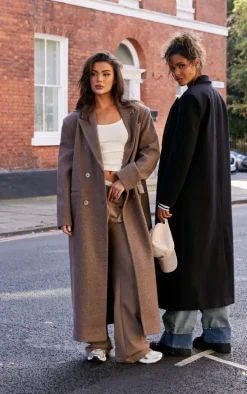 Mushroom Double Breasted Oversized Structured Coat