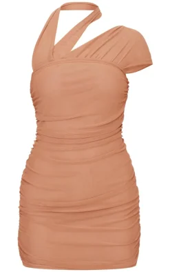 Mushroom Mesh Neck Detail Mini Dress