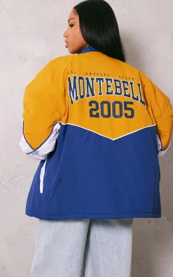 Mustard Contrast Varsity Nylon Graphic Bomber Jacket