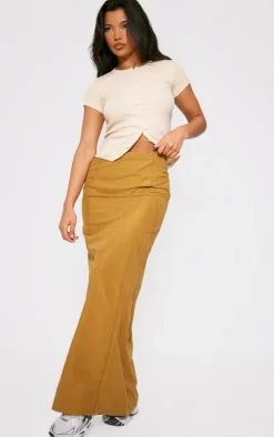 Mustard Peached Seam Detail Maxi Skirt
