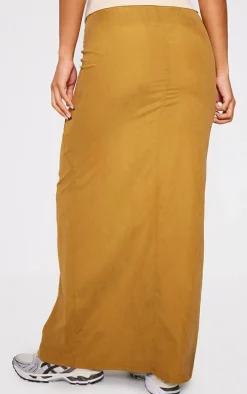 Mustard Peached Seam Detail Maxi Skirt