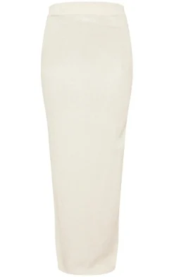 Natural Linen Look Split Back Pencil Maxi Skirt