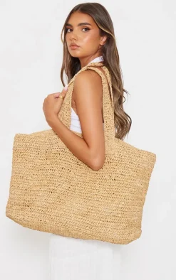 Natural Raffia Large Beach Tote Bag