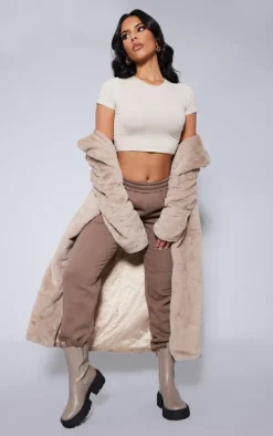 Natural Stone Cotton Short Sleeve Crop Top