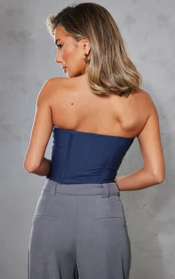 Navy Bandage Hook And Eye Structured Corset