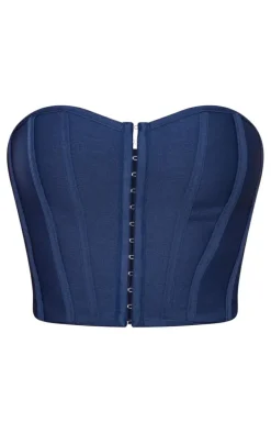 Navy Bandage Hook And Eye Structured Corset