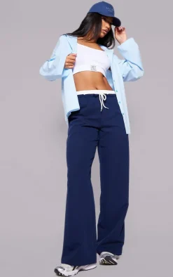 Navy Boxer Detail Drawstring Waist Pants