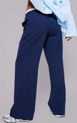 Navy Boxer Detail Drawstring Waist Pants