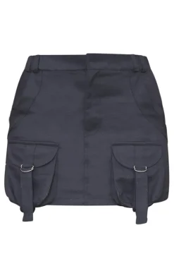 Navy Cargo Pocket Detail Micro Mini Skirt