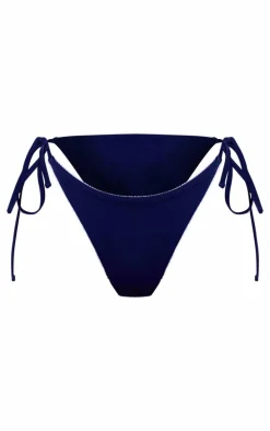 Navy Contract Stitch Tie Side Bikini Bottoms