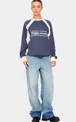 Navy Contrast Panel Studio Archives Sweatshirt