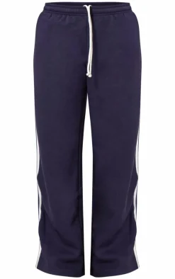 Navy Contrast Stripe Wide Leg Sweatpants