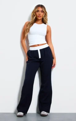 Navy Contrast Waistband Boxer Detail Pants