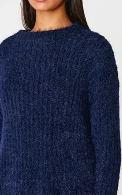 Navy Eyelash Knit Super Oversized Sweater