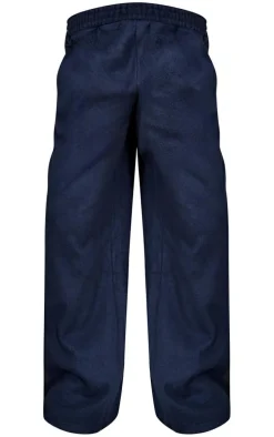 Navy Fleece Contrast Mid Rise Wide Leg Sweatpants