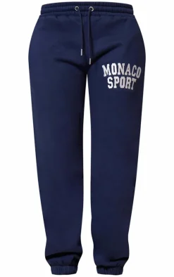 Navy Monaco Sports Embroidered Cuffed Sweatpants