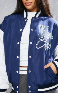 Navy Ny Graphic Bomber Jacket