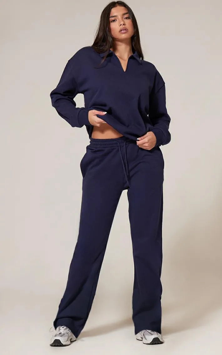 Navy Premium Wide Leg Sweat Sweatpants