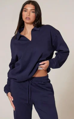 Navy Premium Wide Leg Sweat Sweatpants