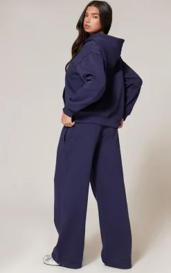 Navy Premium Zip Up Oversized Hoodie