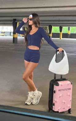 Navy Ribbed Hot Pants