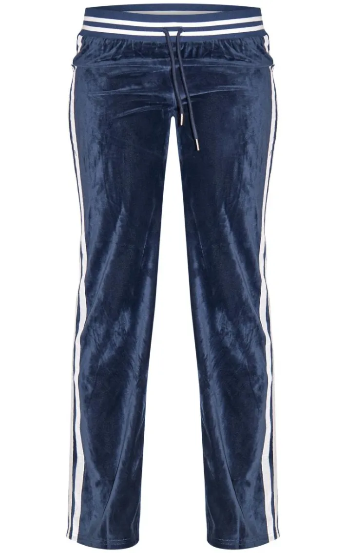Navy Straight Leg Velvet Sweatpants