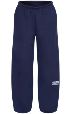 Navy Studio Archives Embroidered Thin Waistband Drop Crotch Sweatpants