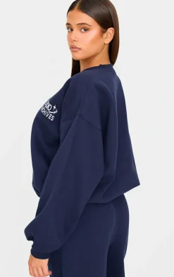 Navy Studio Archives Embroidered Oversized Sweatshirt