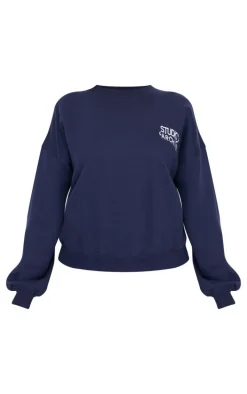 Navy Studio Archives Embroidered Oversized Sweatshirt