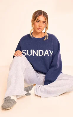 Navy Sunday Jacquard Knitted Sweater