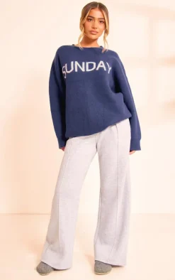 Navy Sunday Jacquard Knitted Sweater