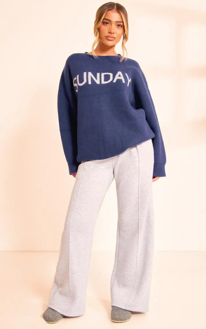 Navy Sunday Jacquard Knitted Sweater