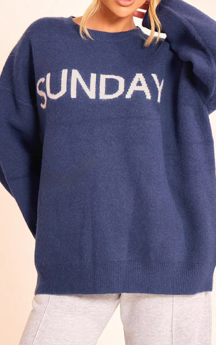 Navy Sunday Jacquard Knitted Sweater