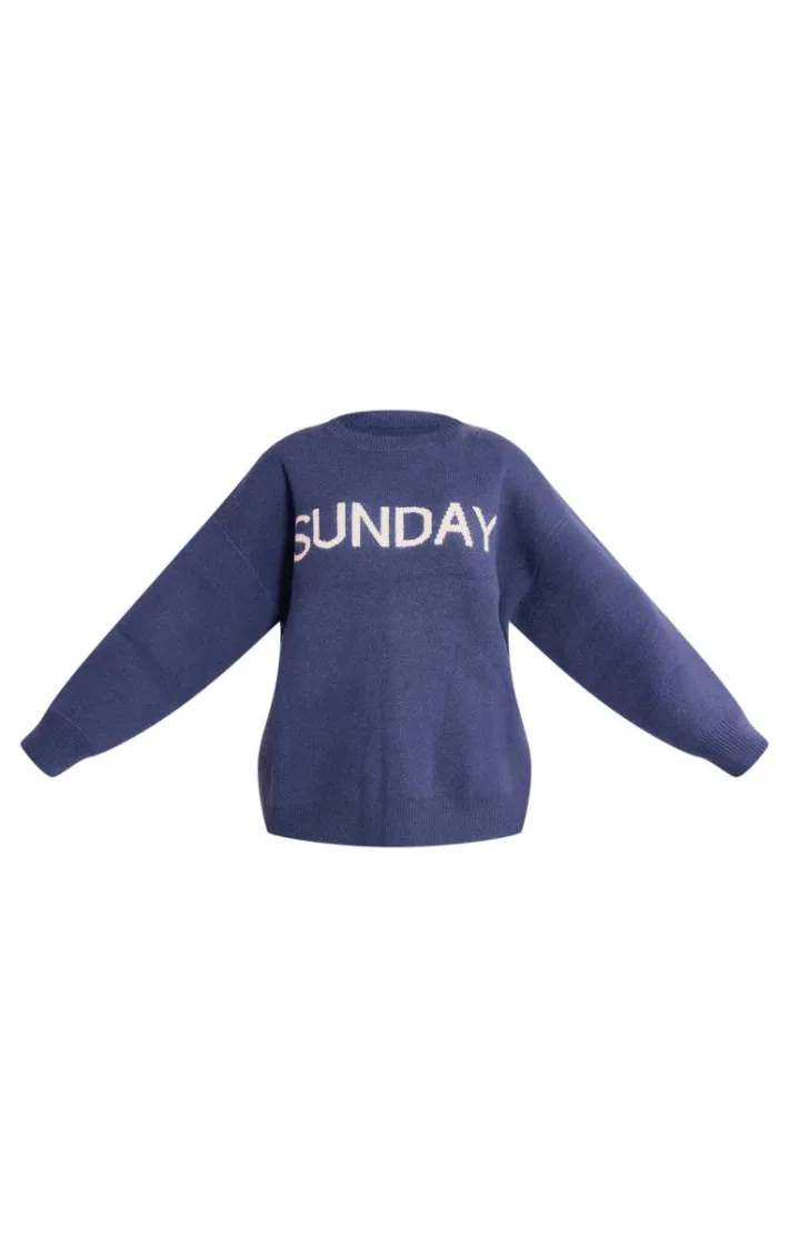 Navy Sunday Jacquard Knitted Sweater