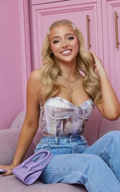 Nude Abstract Renaissance Print Satin Corset