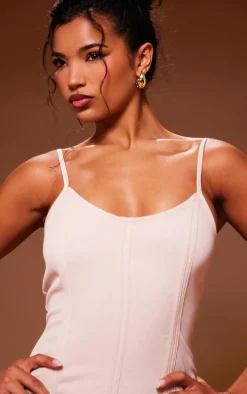 Nude Binding Detail Strappy Mini Dress