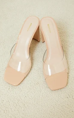 Nude Clear Low Flat Heeled Mules