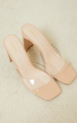 Nude Clear Low Flat Heeled Mules