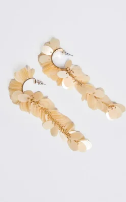 Nude Cluster Sequin Drop Statement Earrings