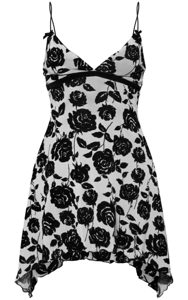 Nude Floral Devore Draped Shift Dress