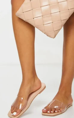 Nude Pu Clear Strap Mule Sandals