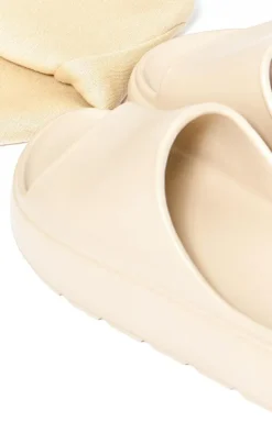 Nude Round Toe Chunky Sole Slider Sandals