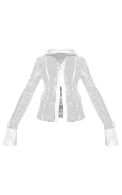 Nude Sheer Sequin Fitted Shirt