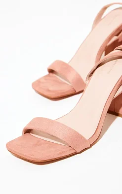 Nude Thick Strap Block Heeled Sandals