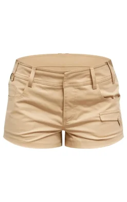 Nude Twill Low Waist Cargo Shorts
